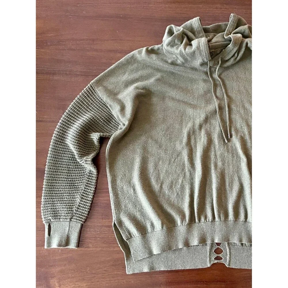 Olive Green Lightweight Hoodie Sweater - Picture 2 of 5